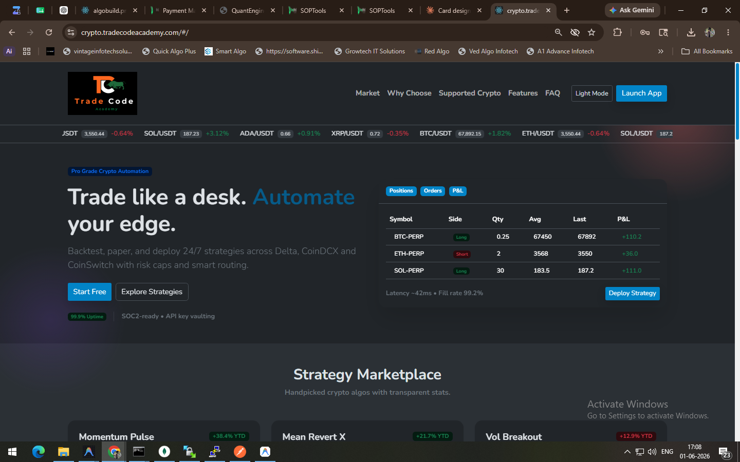 TradeCode — Crypto Algo Platform screenshot