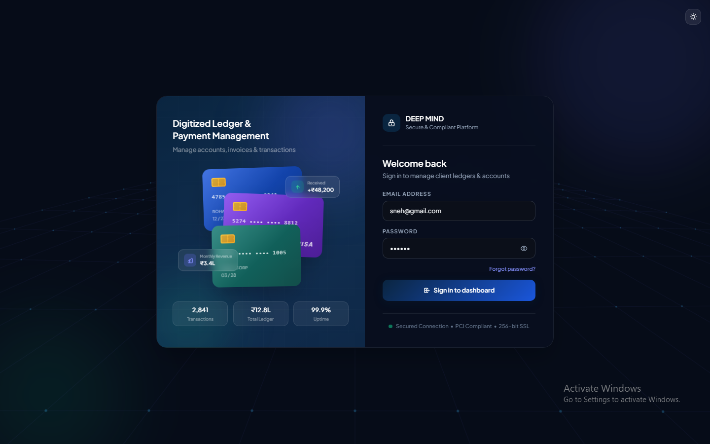 DeepMind Payments — Audit & Billing screenshot
