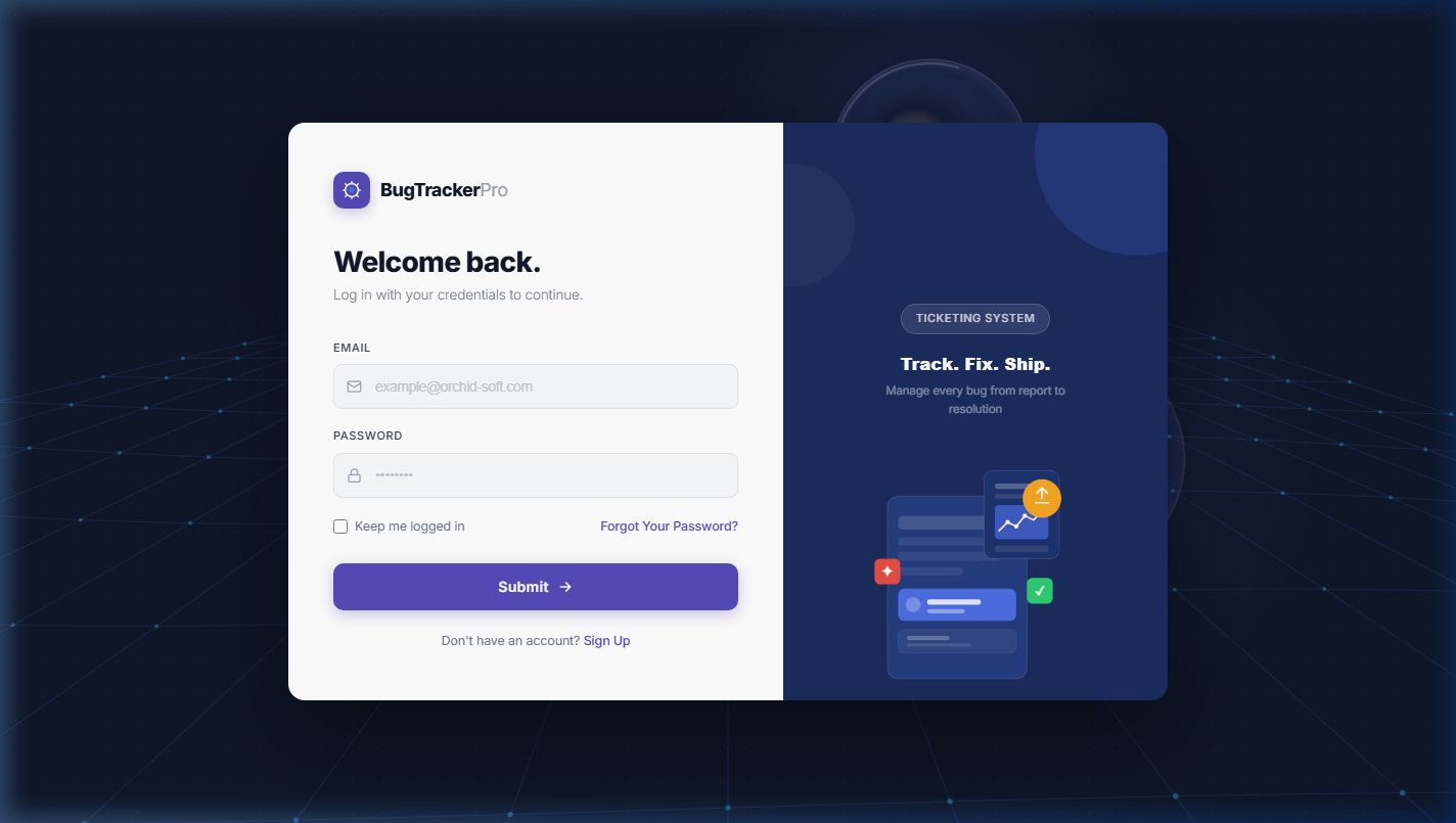 BugTracker Pro — Internal Ticketing System screenshot